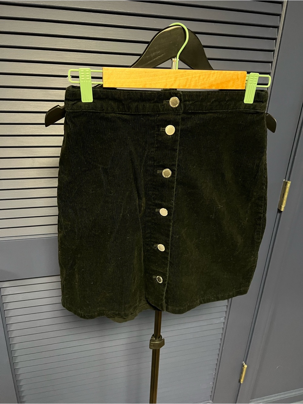 Mango Black Corduroy Button-Front Mini Skirt